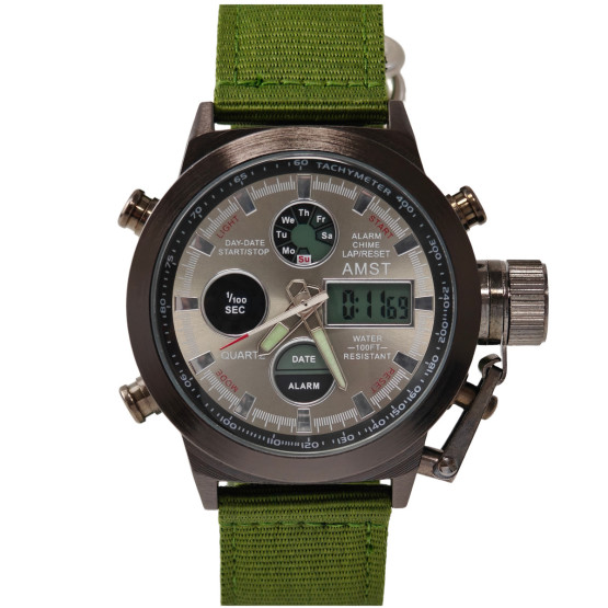 Чоловічий наручний годинник AMST Mountain Green 2 ремінці #11697