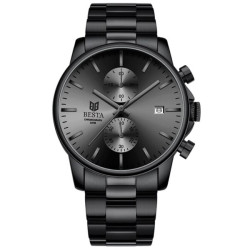 чоловічий наручний годинник besta mars premium leather black 2 ремінці