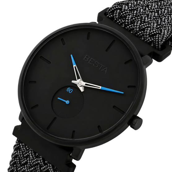 Чоловічий наручний годинник Besta Tower Nylon Graphite 2 ремінці