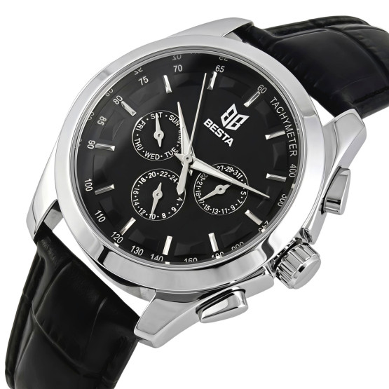 Чоловічий наручний годинник Besta Walker Deluxe Leather 2 ремінці