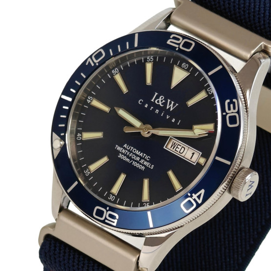 Чоловічий наручний годинник Carnival BlueMarine Nylon Strap 10 Bar 2 ремінці