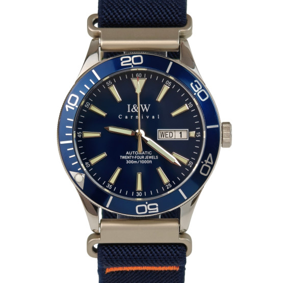 Чоловічий наручний годинник Carnival BlueMarine Nylon Strap 10 Bar 2 ремінці #11642