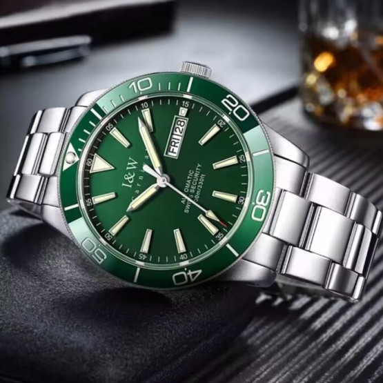 Чоловічий наручний годинник Carnival Diver Leather Deluxe 10 Bar 2 ремінці #13315