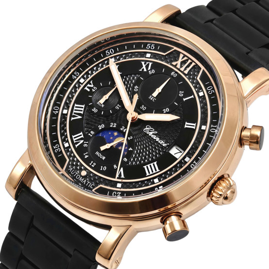 Чоловічий наручний годинник Chenxi Patek Steel Black 2 ремінці