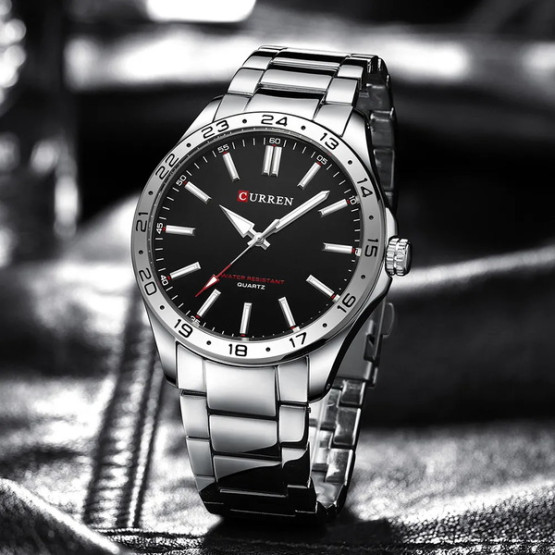 Чоловічий наручний годинник Curren Hector Elastic Black 2 ремінці #11390