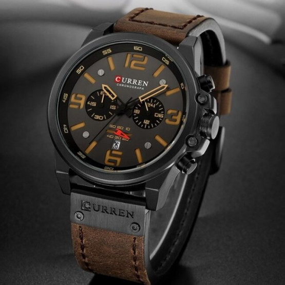 Чоловічий наручний годинник Curren Monreal Black Metal 2 ремінці #12642