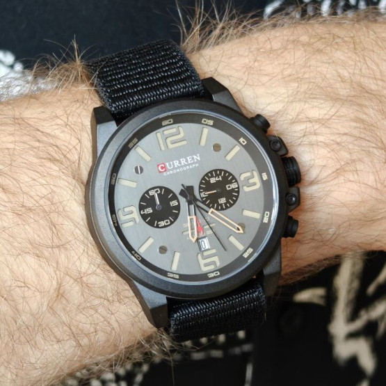 Чоловічий наручний годинник Curren Monreal Black Metal 2 ремінці #12646