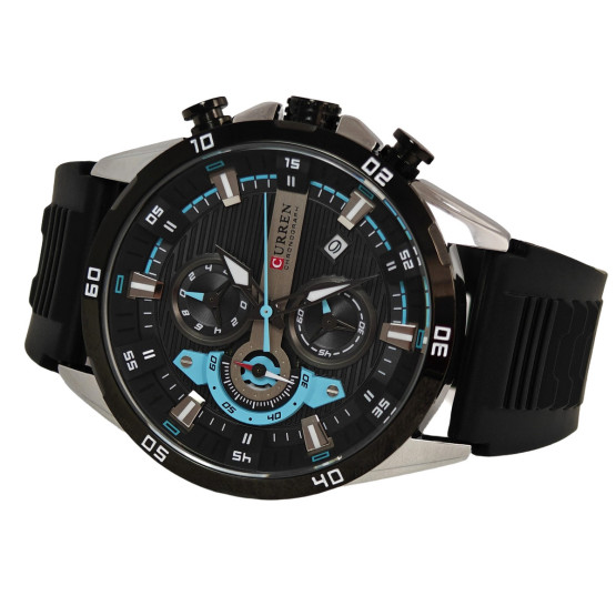 Чоловічий наручний годинник Curren Roberto Elastic Black 2 ремінці #11257