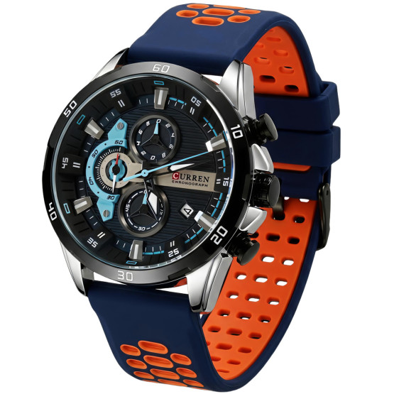 Чоловічий наручний годинник Curren Roberto Lava Blue 2 ремінці #13297