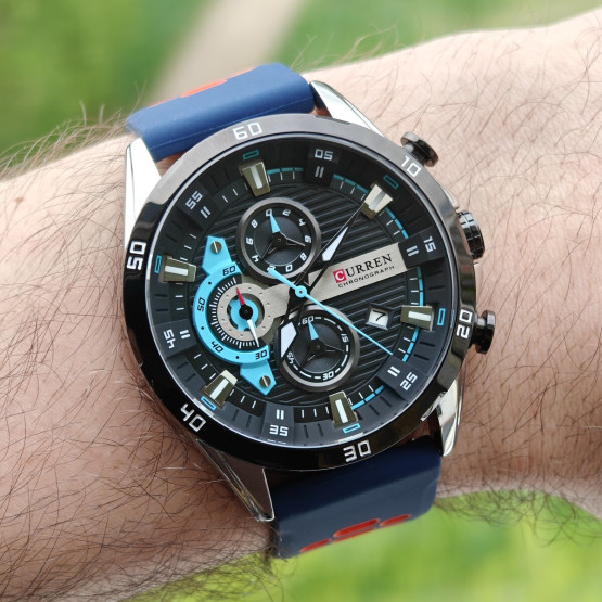 Чоловічий наручний годинник Curren Roberto Lava Blue 2 ремінці #13302