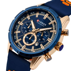 Купити чоловічий наручний годинник curren wild lava blue 2 ремінці недорого