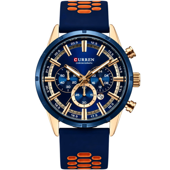 Чоловічий наручний годинник Curren Wild Lava Blue 2 ремінці #13305