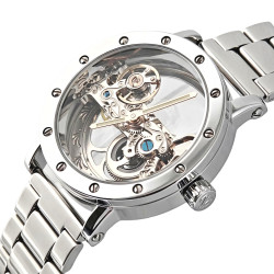 чоловічий наручний годинник forsining air silver metal 2 ремінці