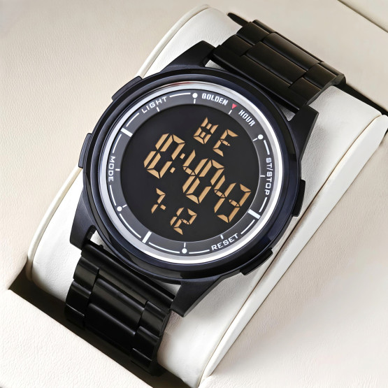 Чоловічий наручний годинник GoldenHour Water Metal Black 2 ремінці #13344