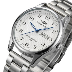 чоловічий наручний годинник hemsut standart silver metal 2 ремінці