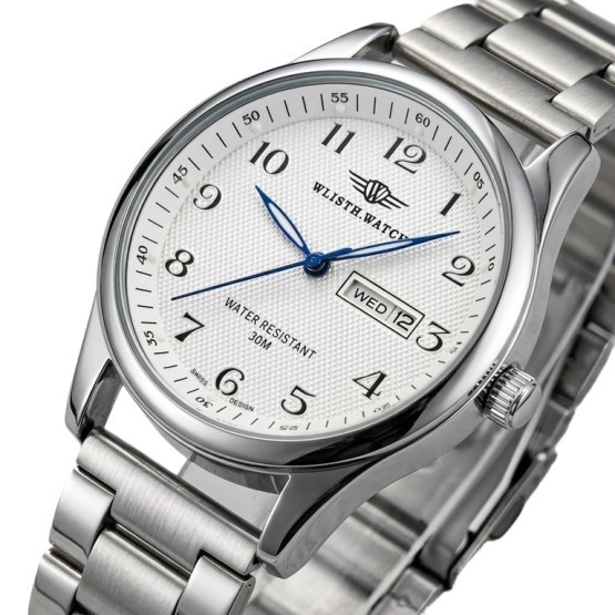 Чоловічий наручний годинник Hemsut Standart Silver Metal 2 ремінці