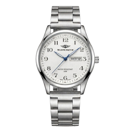 Чоловічий наручний годинник Hemsut Standart Silver Metal 2 ремінці #13729
