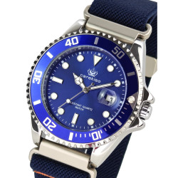 чоловічий наручний годинник hemsut zurich carekiso nylon blue 2 ремінці