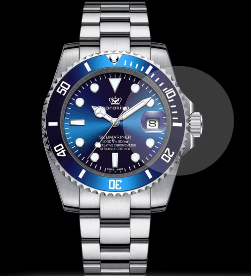 Чоловічий наручний годинник Hemsut Zurich Carekiso Nylon Blue 2 ремінці #11571