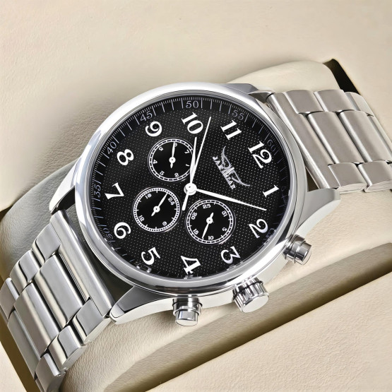 Чоловічий наручний годинник Jaragar Elite Pure Silver 2 ремінці #12439