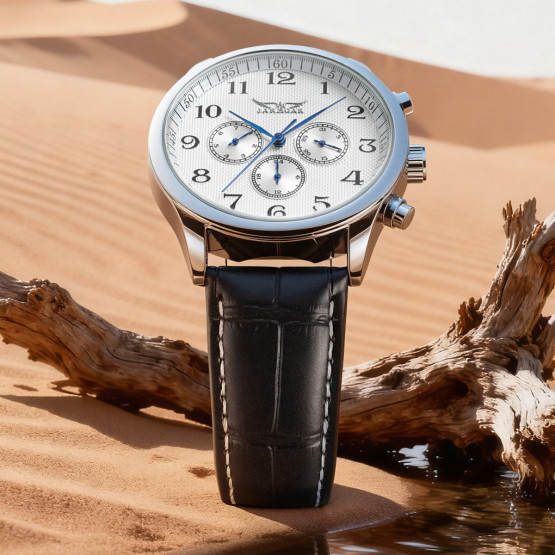 Чоловічий наручний годинник Jaragar Elite Pure Silver 2 ремінці #12442