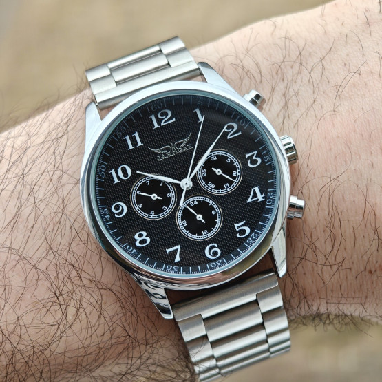 Чоловічий наручний годинник Jaragar Elite Pure Silver 2 ремінці #12444