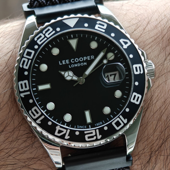 Чоловічий наручний годинник Lee Cooper Daytona Vibe Black 2 ремінці #11400