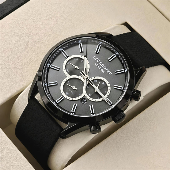 Чоловічий годинник Lee Cooper England Midnight Black 2 ремінці #12270