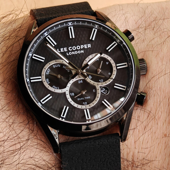 Чоловічий годинник Lee Cooper England Midnight Black 2 ремінці #12275