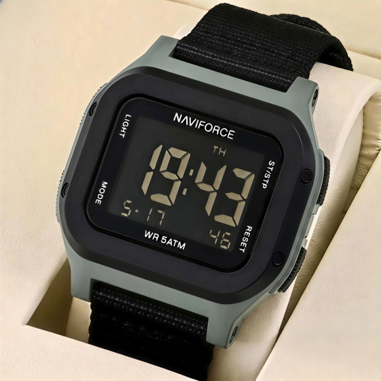 Чоловічий наручний годинник Naviforce Cube Strong Nylon 2 ремінці #13402