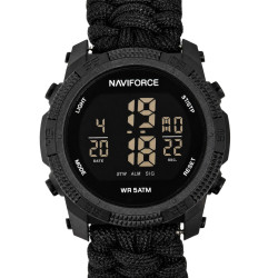 Купити чоловічий наручний годинник naviforce europe black paracord 2 ремінці недорого