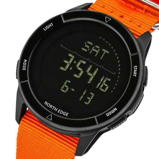 Чоловічий наручний годинник North Edge Alps Special Orange з компасом 2 ремінці