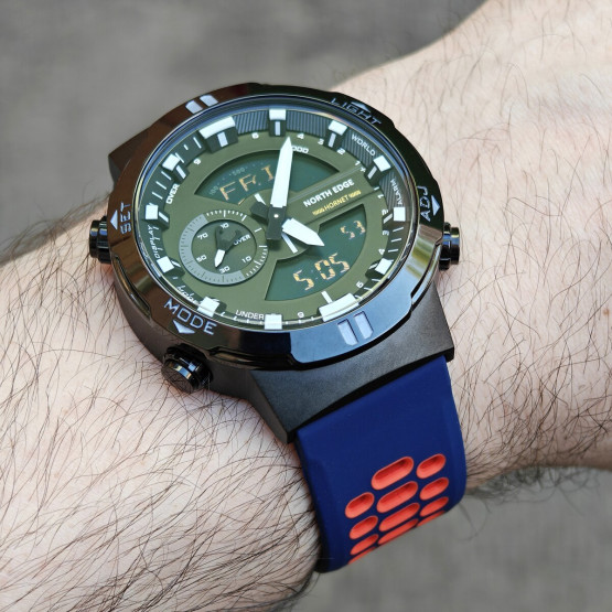 Чоловічий наручний годинник North Edge Hornet Brutal Blue 2 ремінці #13142