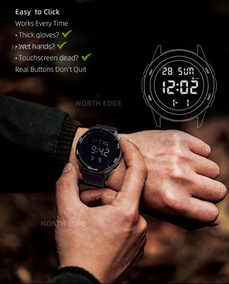 Чоловічий наручний годинник North Edge Terrax Special Blue з компасом 2 ремінці #13690