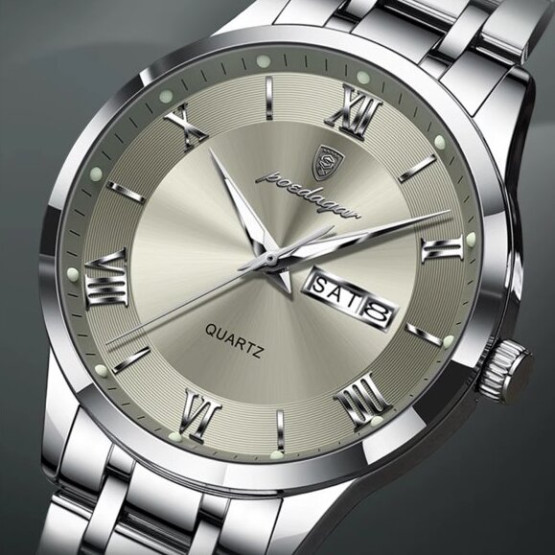 Чоловічий наручний годинник Poedagar Berlin Premium Leather 2 ремінці #13372