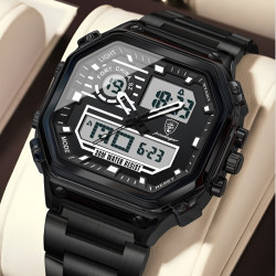 чоловічий наручний годинник poedagar dual black