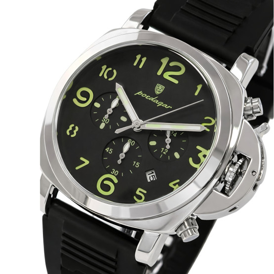 Чоловічий наручний годинник Poedagar Luminious Rubber Black 2 ремінці