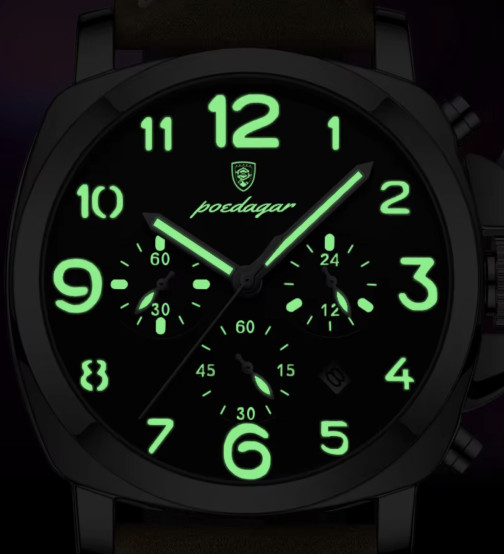 Чоловічий наручний годинник Poedagar Luminious Rubber Black 2 ремінці #11722