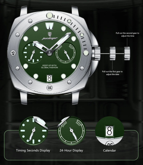 Чоловічий наручний годинник Poedagar Select #11454