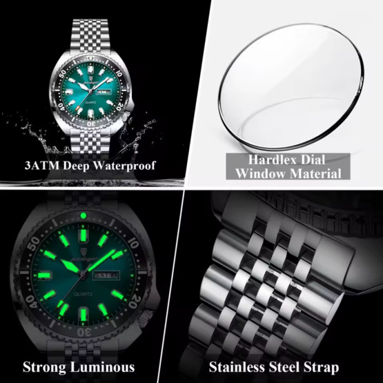 Чоловічий наручний годинник Poedagar Stanford Rubber 2 ремінці #12662