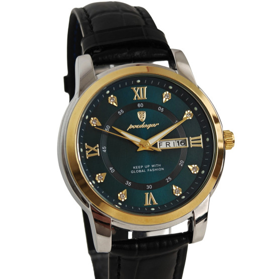 Чоловічий наручний годинник Poedagar Unique Men Leather Deluxe 2 ремінці #11265