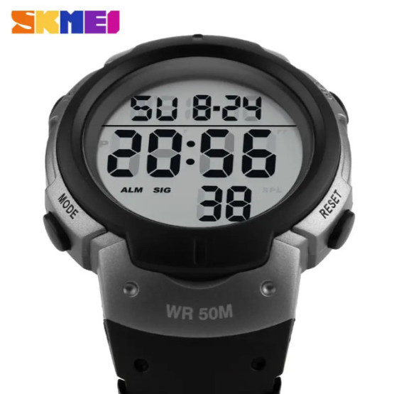 Чоловічий наручний годинник Skmei Neon Silver з секундоміром #12152