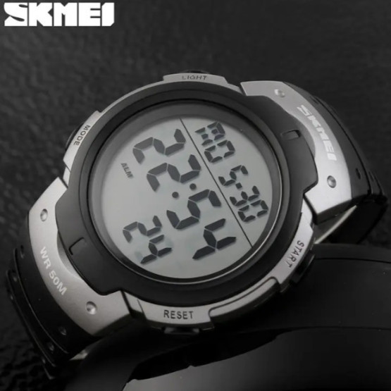 Чоловічий наручний годинник Skmei Neon Silver з секундоміром #12153