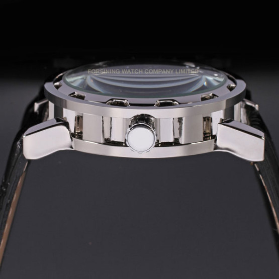 Чоловічий наручний годинник Winner Black Pure Silver 2 ремінці #12369