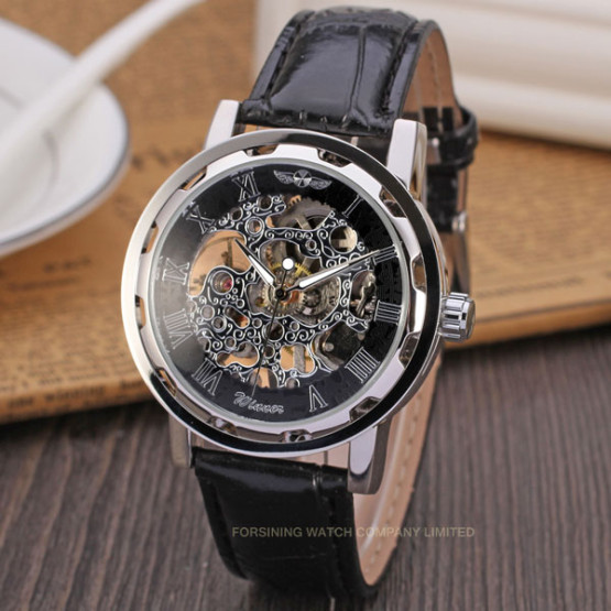Чоловічий наручний годинник Winner Black Textile Classic 2 ремінці #11185