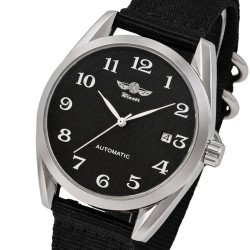 чоловічий наручний годинник winner handsome textile black 2 ремінці