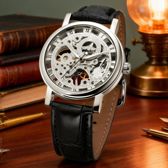 Чоловічий наручний годинник Winner Silver Grain 2 ремінці #13123