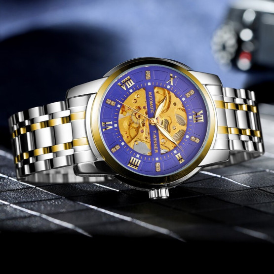 Чоловічий наручний годинник Winner Triumph Royal Blue #13603