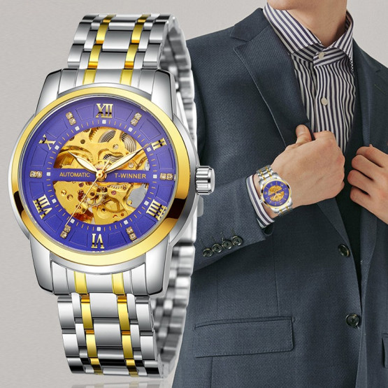 Чоловічий наручний годинник Winner Triumph Royal Blue #13604