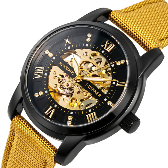 Чоловічий наручний годинник Winner Triumph Sahara Gold 2 ремінці
